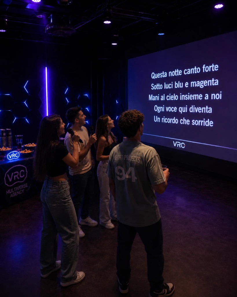 Gruppo in sala karaoke riservata a VRC Montesilvano