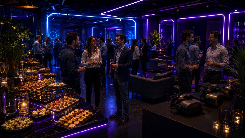 Area buffet e networking VRC con rinfresco, drink e momento conviviale dopo la missione